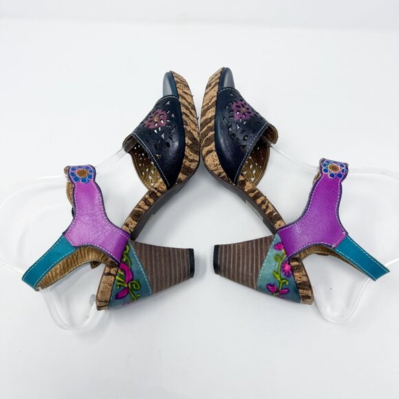 Spring Step Multicolor Leather High Heel Sandals Women's EU Size 39/US Size 8.5 - Picture 5 of 10